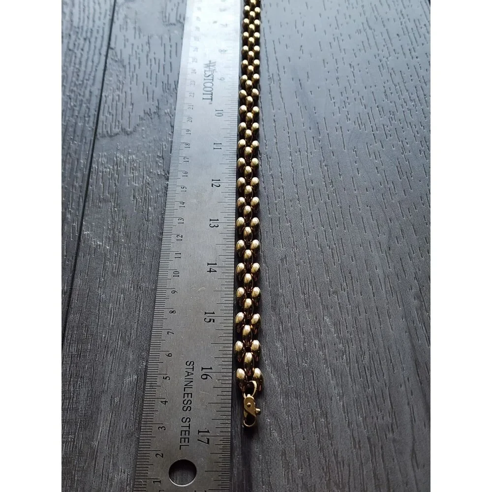 Rice Chain Necklace & Bracelet Set - Gold‑Tone